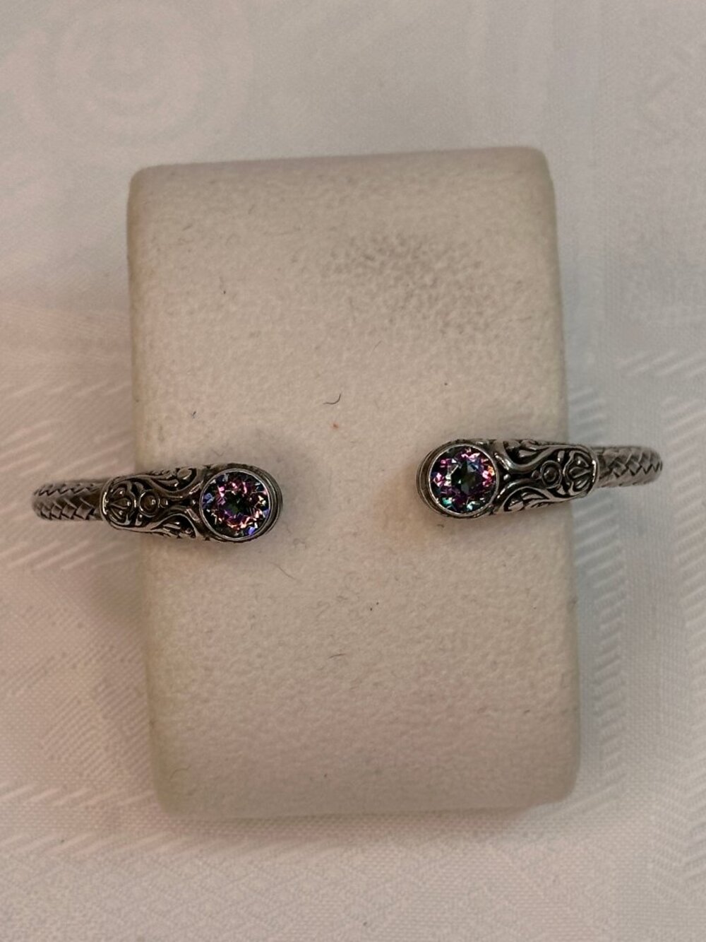 Annika Witt 925 Sterling Silver Mystic Topaz Hinged Cuff Bracelet